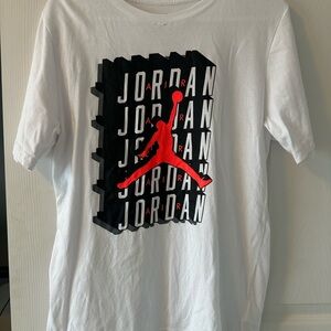 Jordan White Tee with Red and Black Graphic
